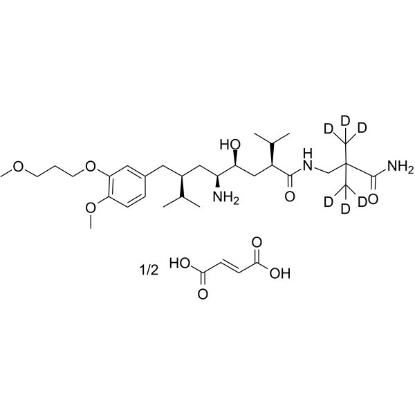 Aliskiren D6 hemifumarate(Synonyms: CGP 60536 D6 hemifumarate; CGP60536B D6 hemifumarate; SPP 100 D6 hemifumarate)