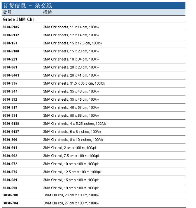 3030-866-沃特曼whatman 3MM Chr纤维素层析纸 杂交纸