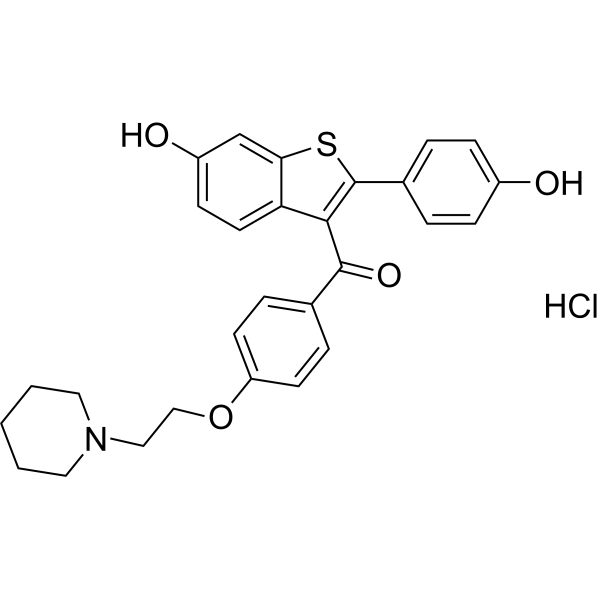 Raloxifene hydrochloride (Standard)                                          (Synonyms: Keoxifene (hydrochloride)(Standard);  LY156758(Standard); LY139481 hydrochloride (Standard))