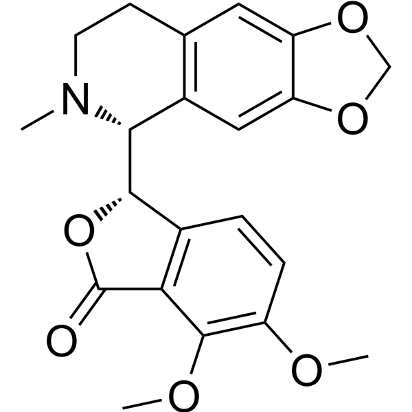 Hydrastine                                          (Synonyms: 北美黄连碱; (-)-β-Hydrastine;  (1R,9S)-β-Hydrastine)