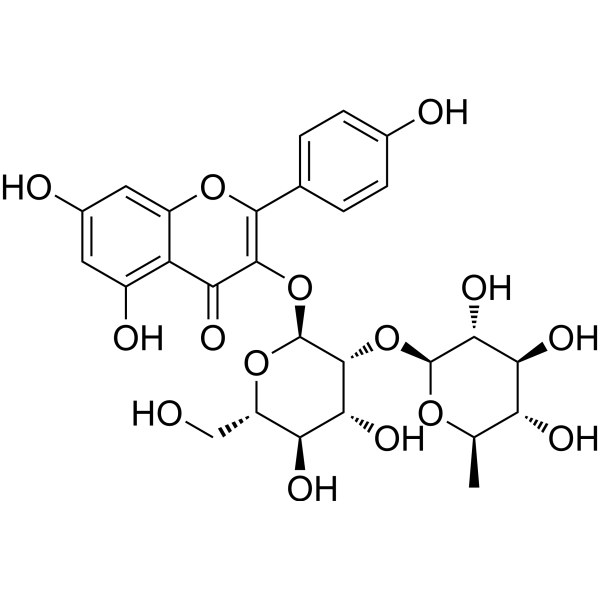 Kaempferol-3-O-glucorhamnoside                                          (Synonyms: 百蕊草素I；山柰酚-3-O-葡萄糖鼠李糖苷；)