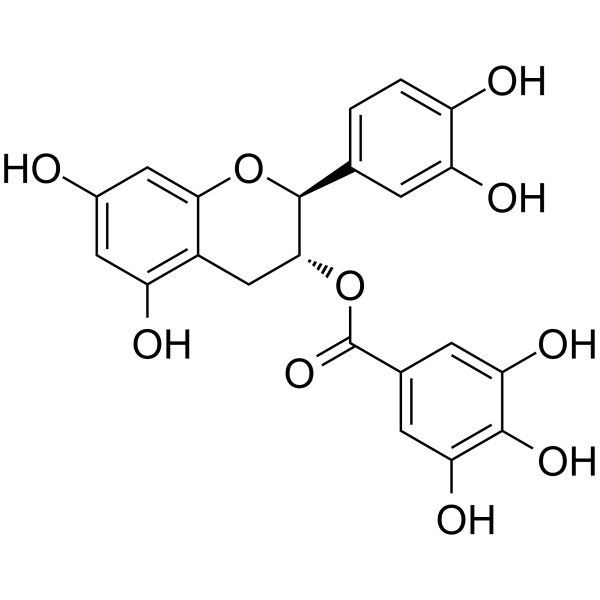 (-)-Catechin gallate                                          (Synonyms: 儿茶素没食子酸酯; (-)-Catechin 3-gallate;  (-)-Catechin 3-O-gallate)