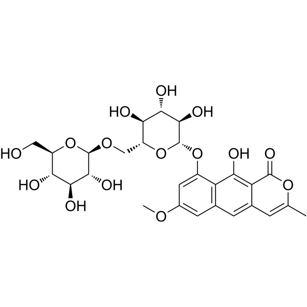 Cassiaside C                                          (Synonyms: 决明子苷C; Toralactone 9-O-β-D-gentiobioside)