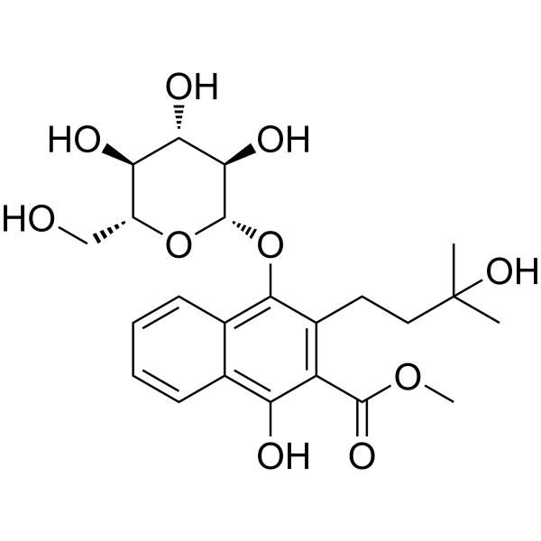 2-Naphthalenecarboxylic acid, 4-(D-glucopyranosyloxy)-1-hydroxy-3-(3-hydroxy-3-methylbutyl)-, methyl ester