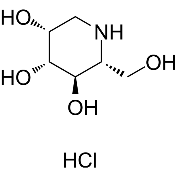 1-Deoxymannojirimycin hydrochloride                                          (Synonyms: 1-甘露糖野尻霉素盐酸盐)